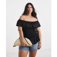 Ruffle Shirred Mesh Top