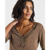 Cosy Lace V Neck Long Sleeved