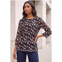 Floral Print Stretch Lace Top