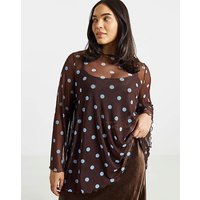Printed Mesh LS Ayshem Blue Brown Spot