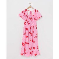 Puff Sleeve Maxi Dress Multi Coloured