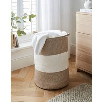 Two Tone Beige Rope Laundry Hamper