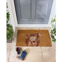 Printed Coir Highland Cow Doormat 45X75