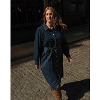 Volume Sleeve Denim Midi Dress MID