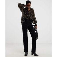 Stud Embellished Straight Leg Jean