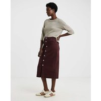 Button Through Denim Midi Skirt
