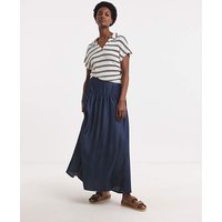Pull On Tiered Lyocell Skirt Dark Blue