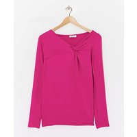 Twist Asymmetric Neck Long Sleeve Top