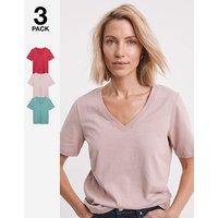 3 Pack V Neck T Shirts Rose Teal Blush