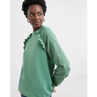 Broderie Sleeve Frill Detail Sweat