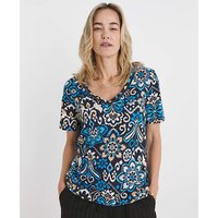 Bubble Hem Short Sleeve Top Print