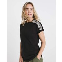 Embroidered Shoulder T Shirt