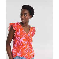 Ruffle Vest Printed Palm Print JD Williams