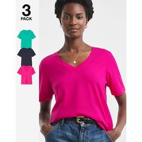 3 Pack V Neck Pink Green Navy JD Williams