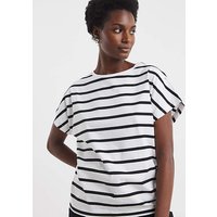 Striped Button Shoulder T Shirt
