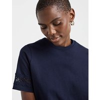 Crew Neck Lace Insert T shirt
