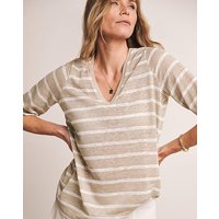 Drop Shoulder Linen T shirt Stripe