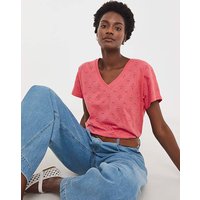 V Neck Broderie Short Sleeve T Shirt JD Williams
