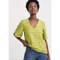 V Neck Broderie Top Deep JD Williams