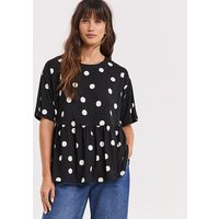 Spot Print Peplum T Shirt Spot Print JD Williams