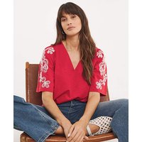 V Neck Embriodered Sleeve Top JD Williams
