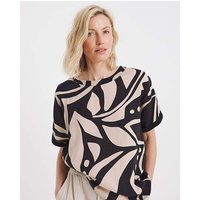 Mono Woven Front Longline Top Mono Print
