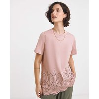 Short Sleeve Broderie Hem Top JD Williams