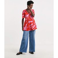 Print Angel Sleeve Longline Top Print JD Williams