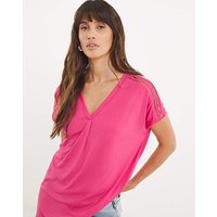 V Neck Grown on Sleeve Longline Top Bright