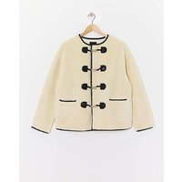 Collarless Duffle Teddy Jacket