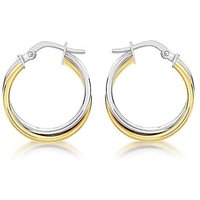 9ct 2 Tone Tube Crossover Earrings