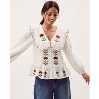 Talia Tulip Scallop Collar Top