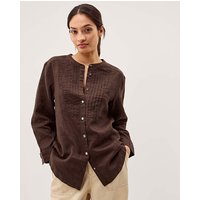 Clo Pintuck Linen Shirt Dark