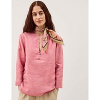 Alexis Knot Button Linen Top Dusky