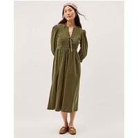 Sara Smocked Corduroy Midi Dress