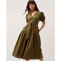 Fawn Puff Sleeve Midi Dress
