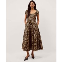 Anna Leopard Print Midi Dress