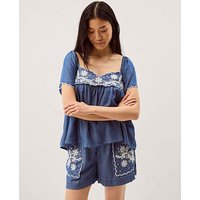 Isla Short Sleeve Denim Top Denim Blue