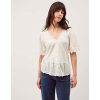 Freya V Neck Floral Broderie Top