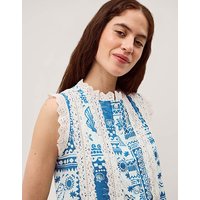 Soleil Print Lace Tank Top