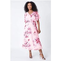 Floral Chiffon Midi Dress Light