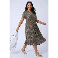 Floral Gathered Midi Dress