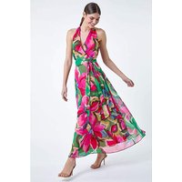 Floral Print Halterneck Maxi Dress