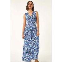 Aztec Print Twist Front Maxi Dress
