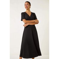 Textured Wrap Bodice Midi Dress