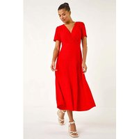 Textured Wrap Bodice Midi Dress