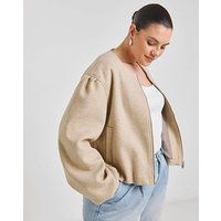Neutral Bubble Hem Round Collar Jacket