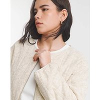 Floral Jacquard Collarless Jacket