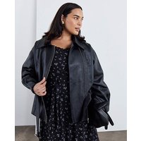 Belted Faux Leather Biker Jacket