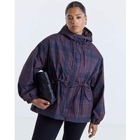 Check Print Hooded Swing Parka Jacket Check Print
